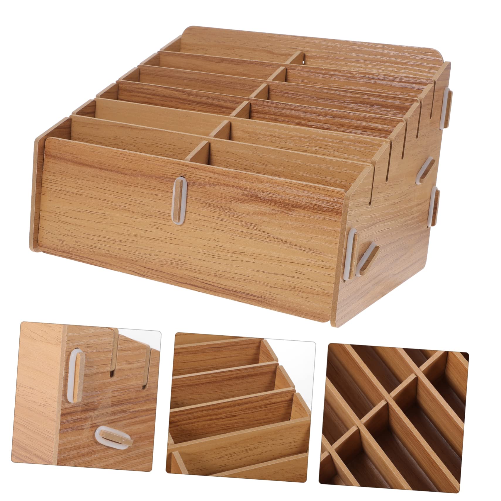 Caja de Almacenamiento para Cartas de Juego y Naipes 12 Compartimentos Madera Nogal Organizador Multi-cuadrícula Portátil para Coleccionistas y Juegos de Mesa