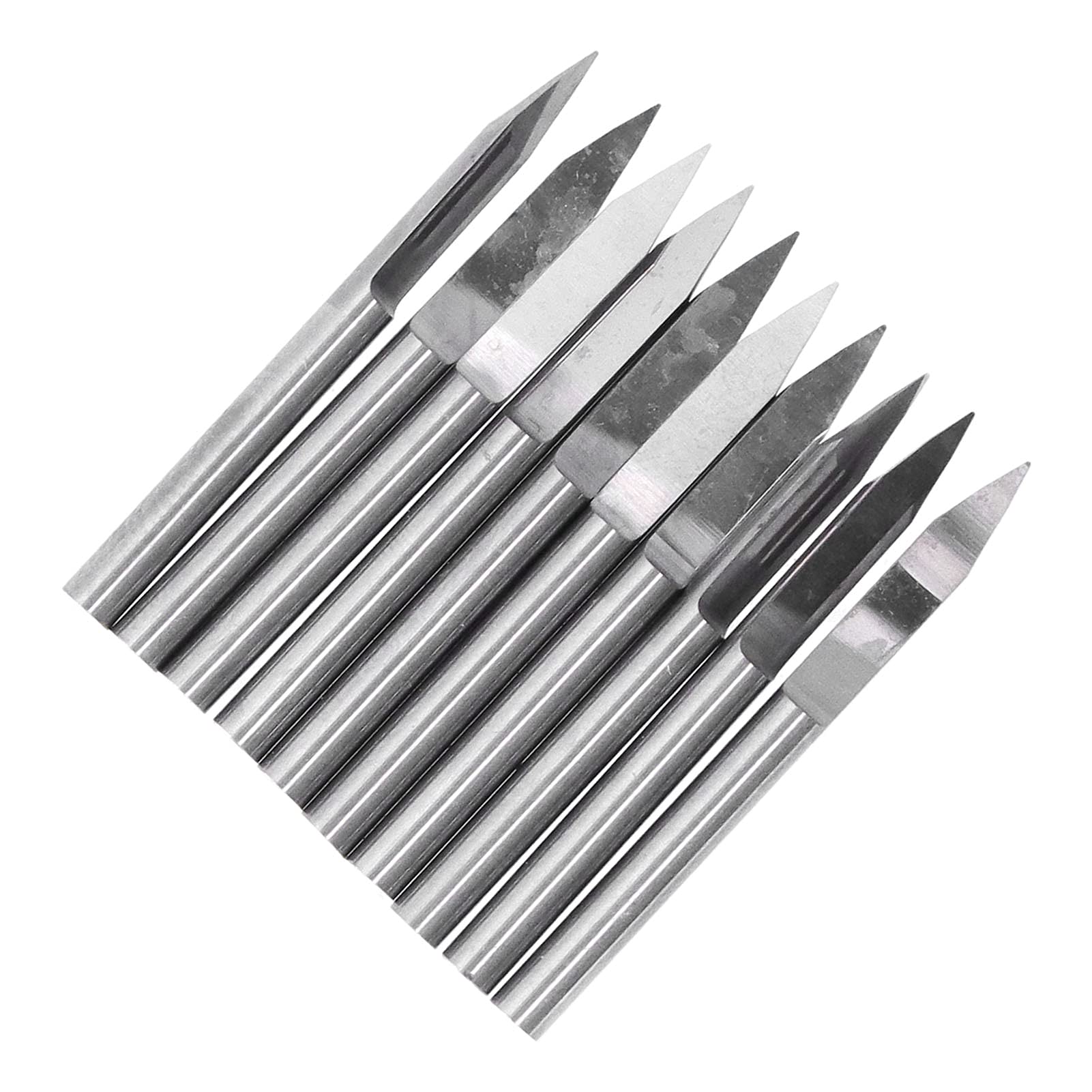 Brocas de grabado de acero de tungsteno, duraderas, alta dureza, resistencia al desgaste, enrutador CNC, brocas en V para plástico, madera y fibra de vidrio, 10 Uds. (0,1 mm)