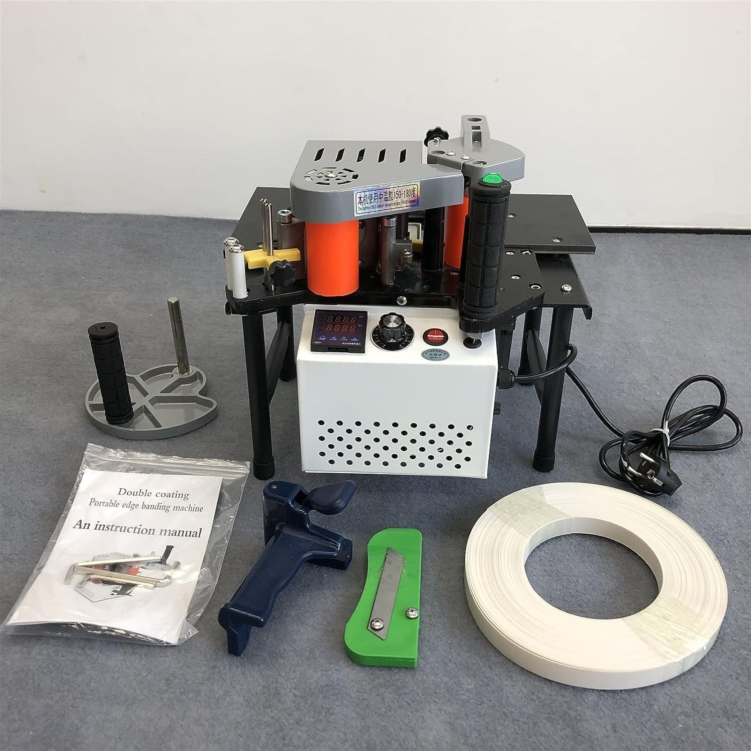 COYEUX Bordatrice Manuale per Legno da 1200 W, Doppio incollaggio Laterale, con Controllo della velocità 0-6 m/min Bordo Dritto Curvo, per Utensili per la Lavorazione del Legno