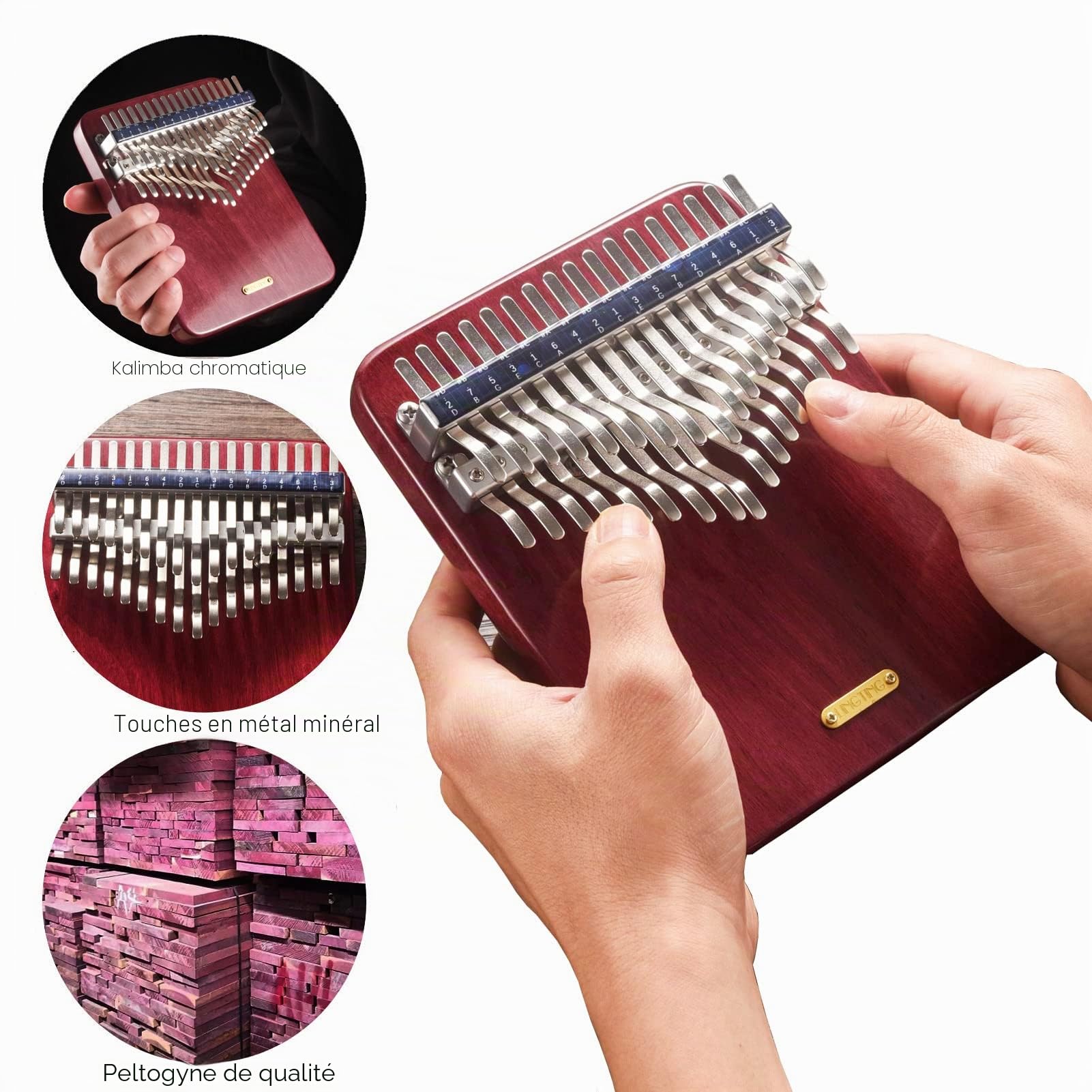 Kalimba 34 Clés Professionnel - Piano à Pouces en Bois de Noyer, Cadeau pour Enfants et Adultes (Débutants/Professionnels) + Étui de Transport
