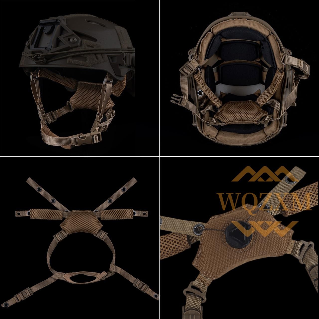 Kit Mentonnière Pour Casque Tactique – Système à Cadran Réglable, Mousse Mémoire, Compatible Wendy/Mich