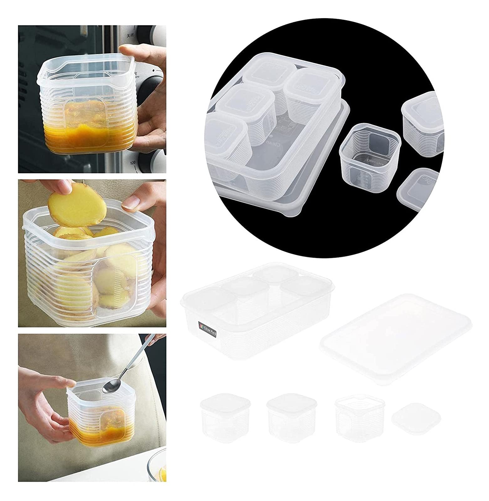 JSY Caja de almacenamiento de plástico con tapa, organizador de cocina, nevera, piezas y accesorios