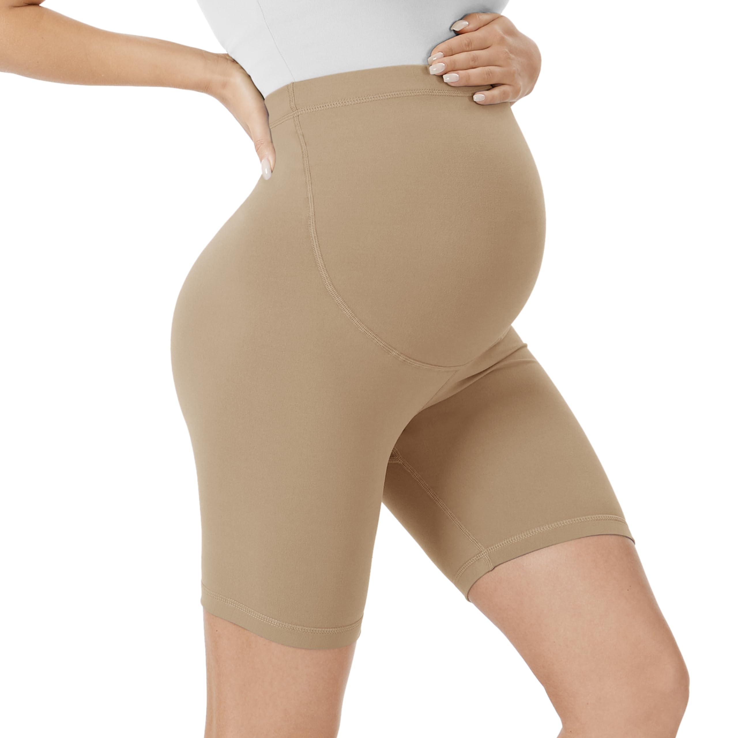VALANDY Creamlush Maternity Shorts Over The Belly Pregnancy Biker Shorts Lounge Yoga Pants (S-XL) — view 14