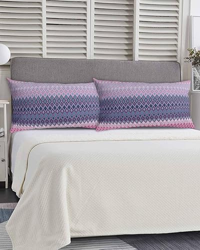 Miniatura 5 de Fundas de almohada geométricas moradas tamaño King, fundas de almohada suaves decorativas para sofá largo lumbar con cierre de sobre, rombos