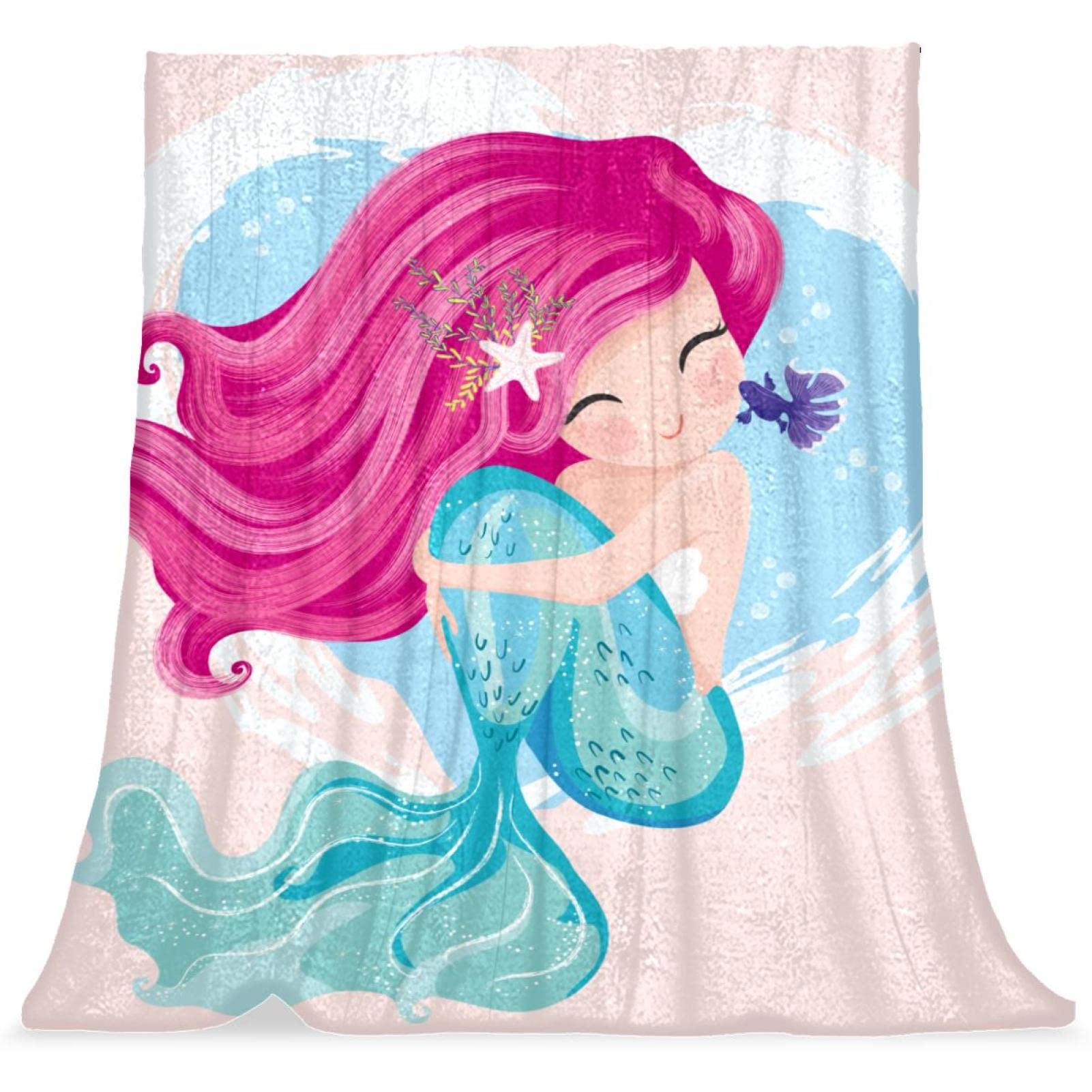 Couvre-lit sirène doux et moelleux TBOUOBT, jeté de lit haut de gamme pour enfant