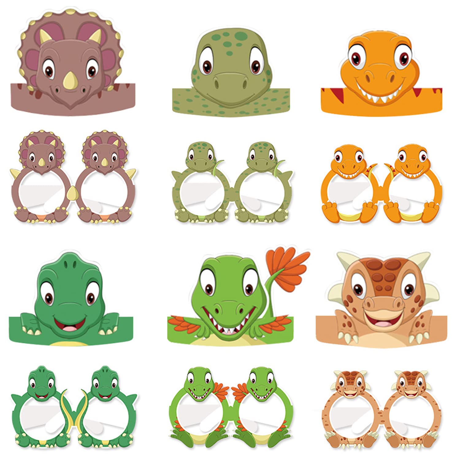 FUNOWN Dinosaur Party Hat Birthday Party Mask Glasses For Kids Boys Girls Masquerade Party Dinosaur Birthday Party Supplies Boys Girls Halloween Dress Up Games