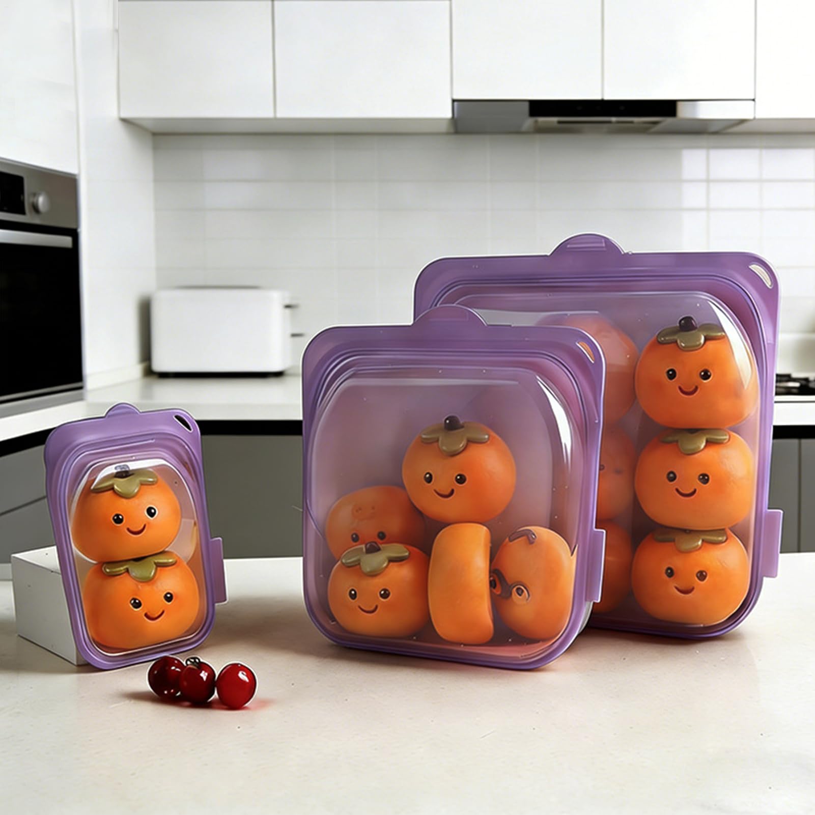 Bolsas Reutilizables para Congelador 3 Bolsas de Silicona para Snacks | Bolsas herméticas para alimentos para preparación de comidas, almuerzo, , carne, queso, verduras,