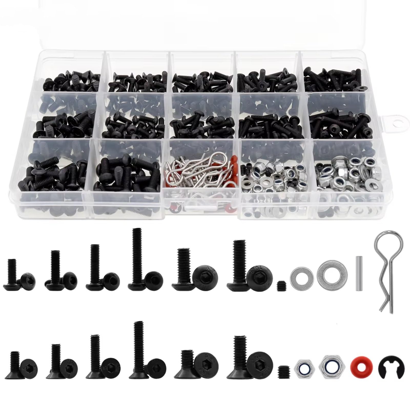 Piezas Vehículos RC para HSP para Traxxas para TRX-4 para TRX-6 para Tamiya 1/8 1/10 Juego De Tornillos Caja De Piezas De Coche RC Herramienta De Reparación Accesorios De Actualización