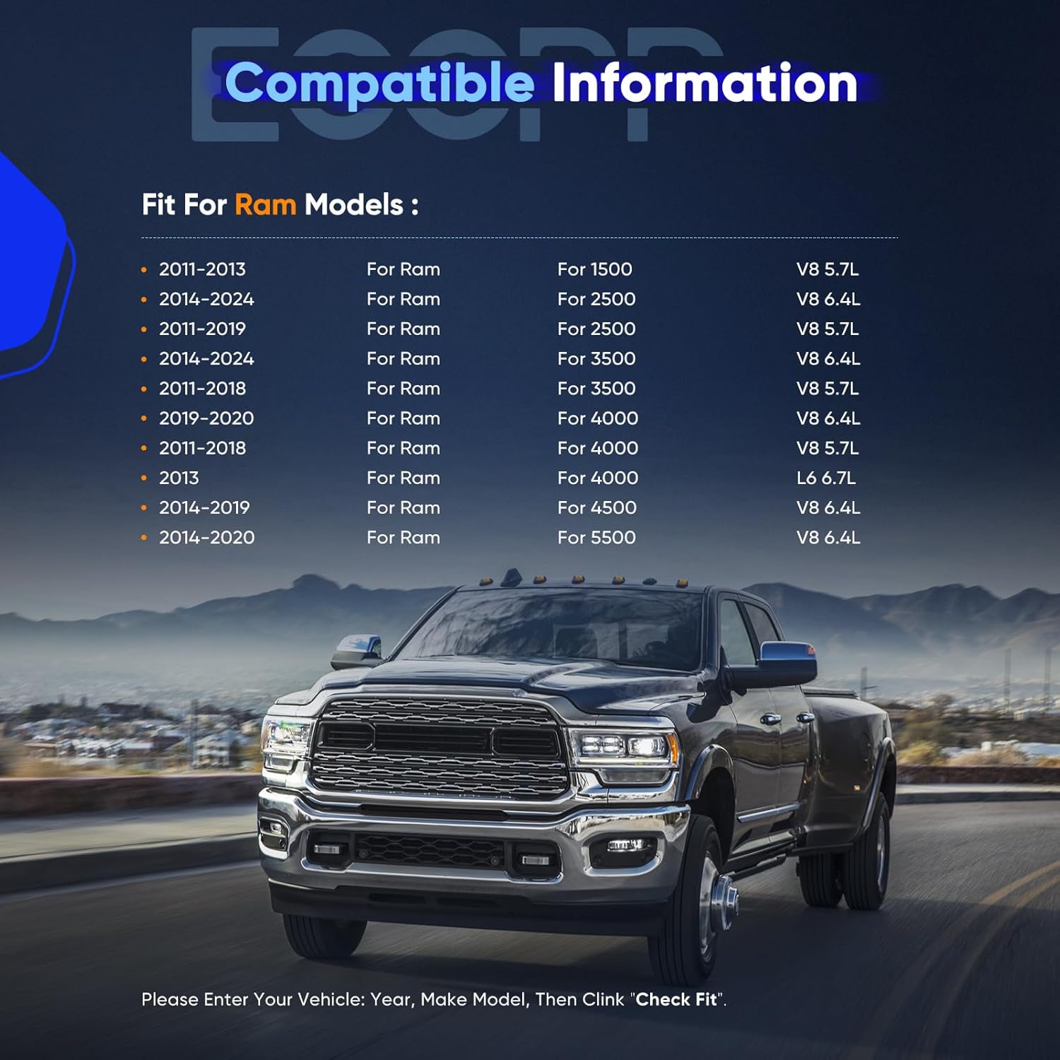 ECCPP AC Compressor 2009-2019 Fit for Dodge for Ram 1500 2500 3500 4000 5.7L AC Compressor with Clutch Rapid Cooling