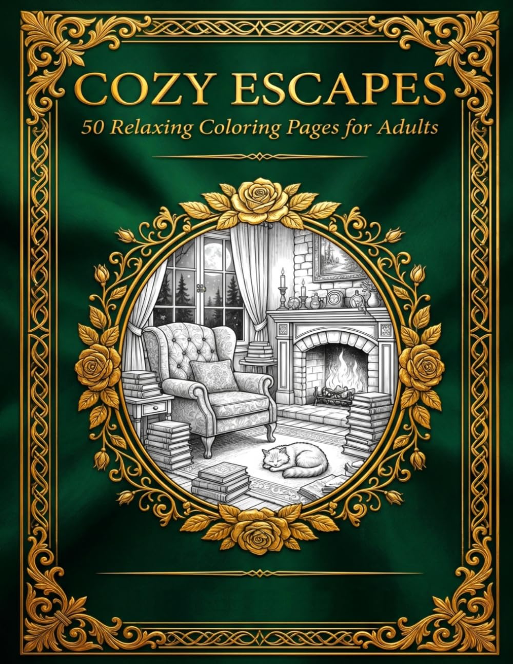 Cozy Escapes: 50 Relaxing Coloring Pages for Adults: Cottages, Cafés, Gardens & Magical Spaces