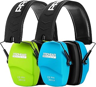 PROHEAR 016 Shooting Ear Protection Earmuffs 2 Pack, NRR 26dB for Gun Range, Hunting -Green and Blue - PROHEAR