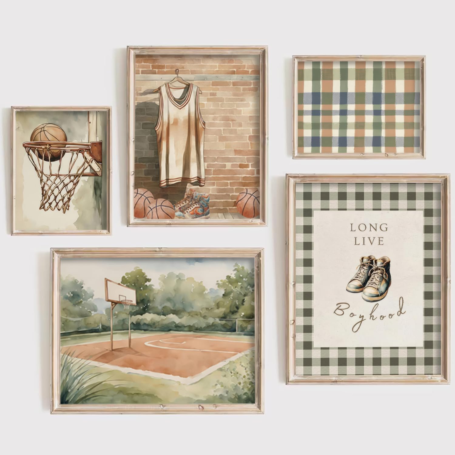 KVBJZYZ Vintage Basketball Nursery Wall Art Sport Prints Boy Room Canvas Decor Vintage Nursery Painting Neutral Sport Kids Room Printed Artwork for Playroom 8x10x5 Inch Unframed