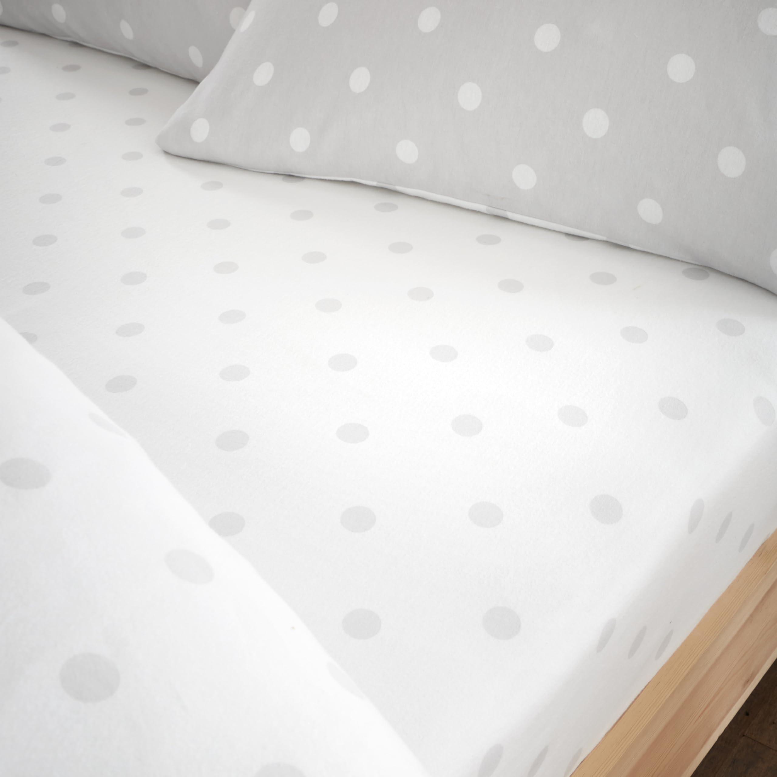 Julian Charles Grey Catherine Lansfield Polka Dot Brushed Cotton Fitted Sheet - Single