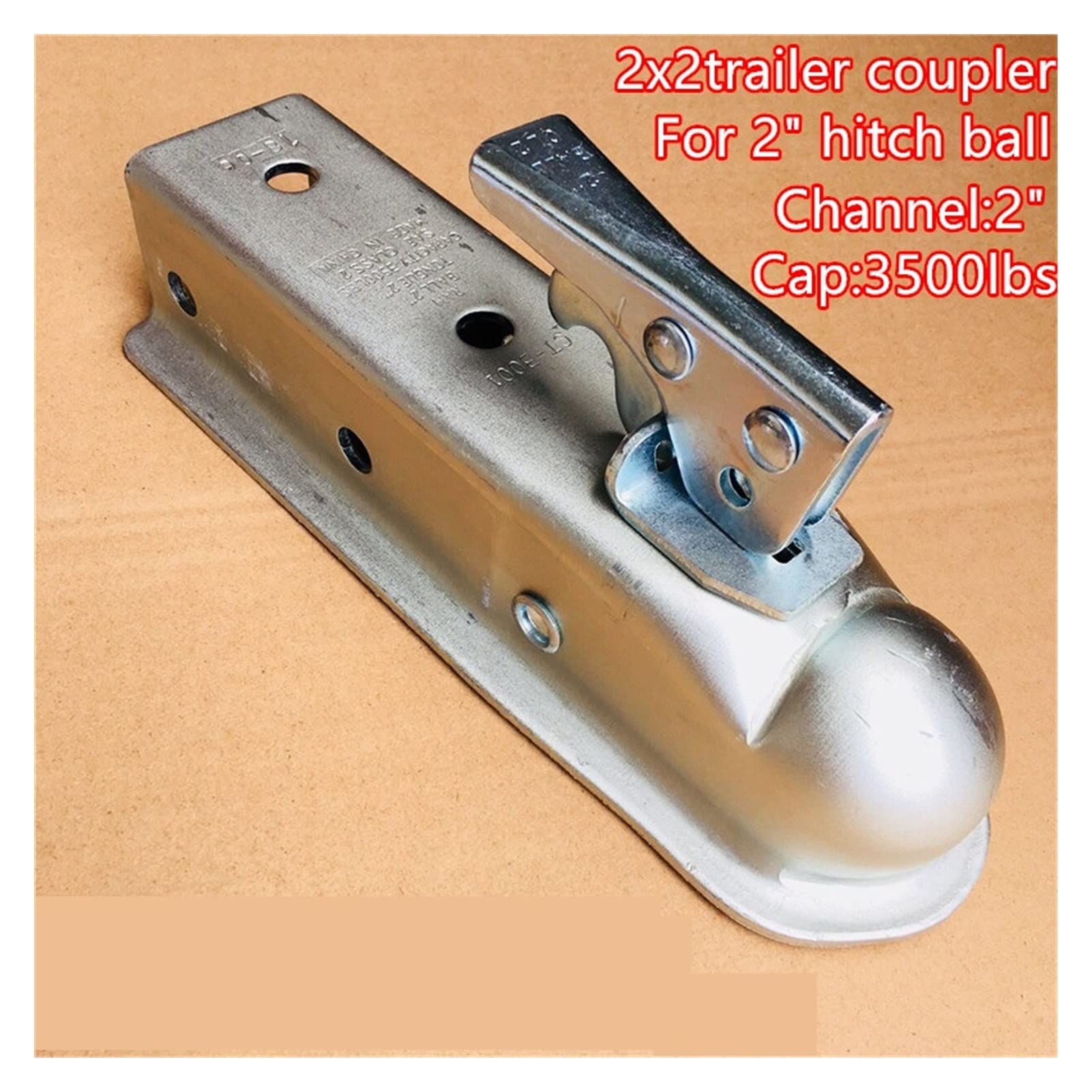 Anhängerkupplung, Trailer 2 "x 2" 3500lbs Anhängerkuppler Hitch Ball Kopplung gerade Zunge Rv. Teile Camper Caravan Zubehör(Gris)