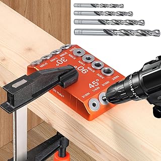 Steel DN Mate Aluminum Multi-Angle Drill Guide with F Clamp, 30 45 90 Degree 4 Sizes Guide Track Cable Railing Kit Stair Deck Template Jig for Straight and Angle Hole Wood Post, DG12
