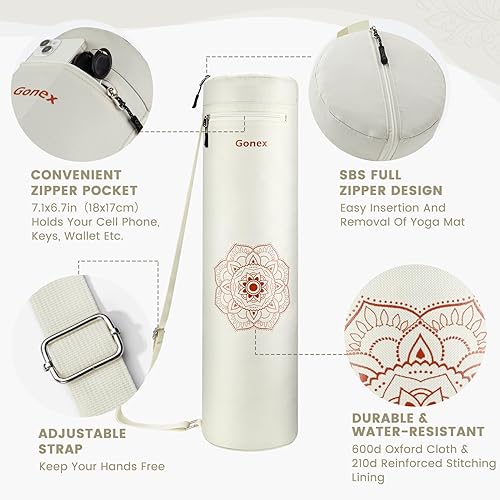 Miniatura 3 de Gonex Bolsa para esterilla de yoga, soporte para esterilla de yoga con cremallera completa, bolsa de transporte para mujeres y hombres con 2
