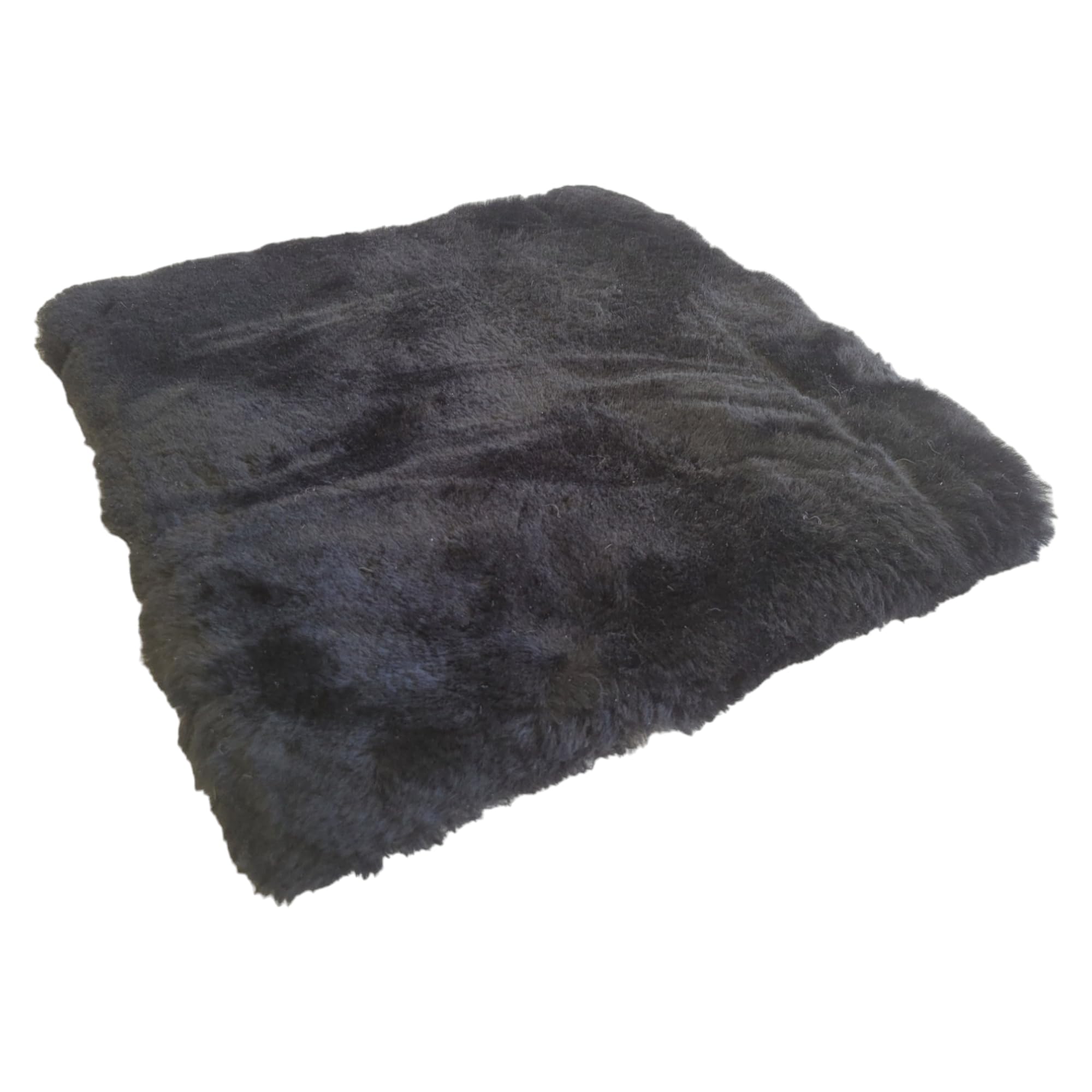 Naturasan Black Real Lambskin Seat Cushion, Seat Cover Car Made Of Merino Sheepskin, Chair Cushion, Wheelchair Cushion, Chair Cushion, Super Warm And Soft, Cat Bed, Round Decorative Cushion, 40 X 40 Cm