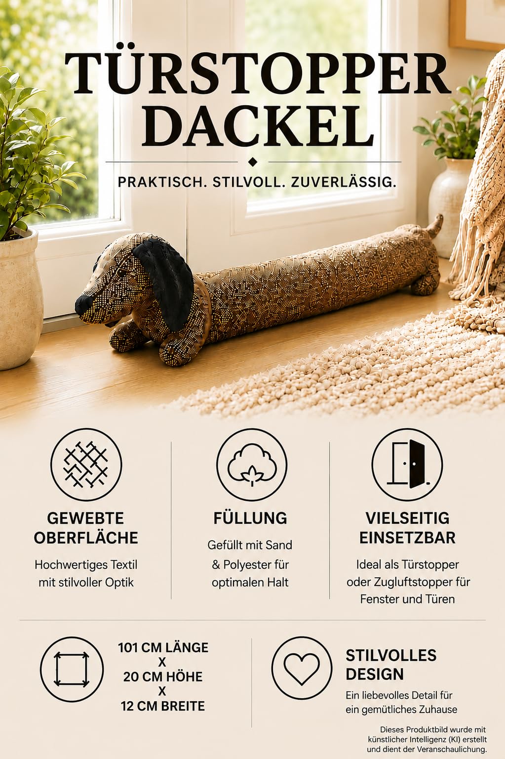 Fermaporta a forma di bassotto, paraspifferi per finestre, accessorio per la casa, decorazione con animali