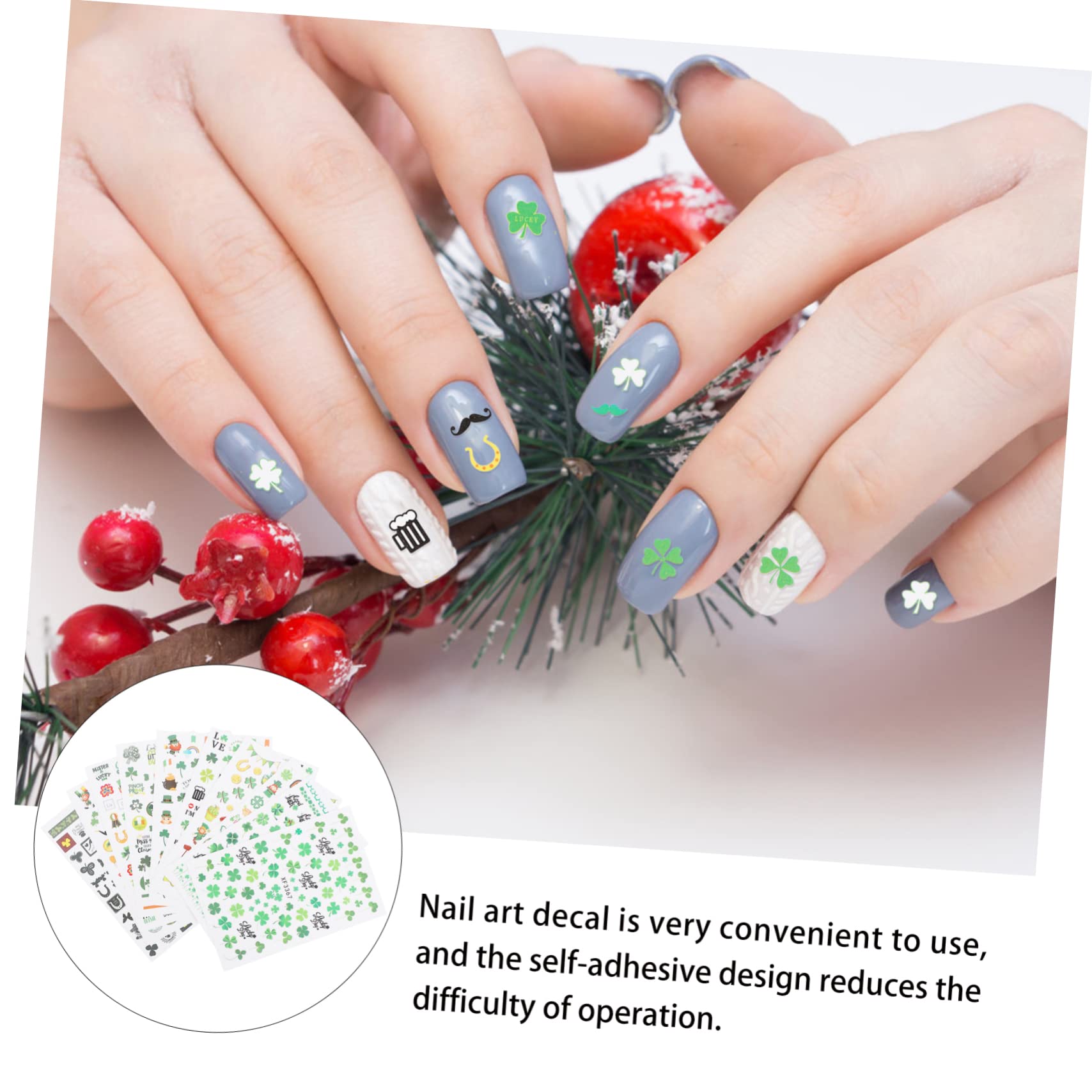 VICASKY 3 Set Adesivi Unghie Festival San Patrizio Stickers Creativi Per Decorazioni Nail Art Facili Applicare Atmosfera Festiva Per Feste E Manicure 10 Fogli*3