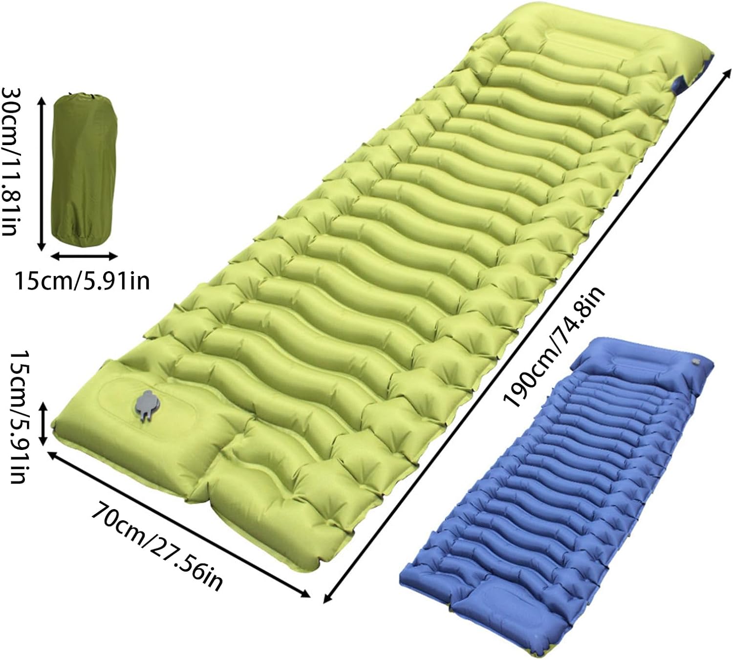 Inflatable Sleeping Pad, Travel Air Bed Mattress, Roll Up Camping Mat, Portable Self Inflate Cushion, Soft Comfort Rest Pad, Outdoor Floor Tent Car Sofa Guest Sleeping Solution Gear Use