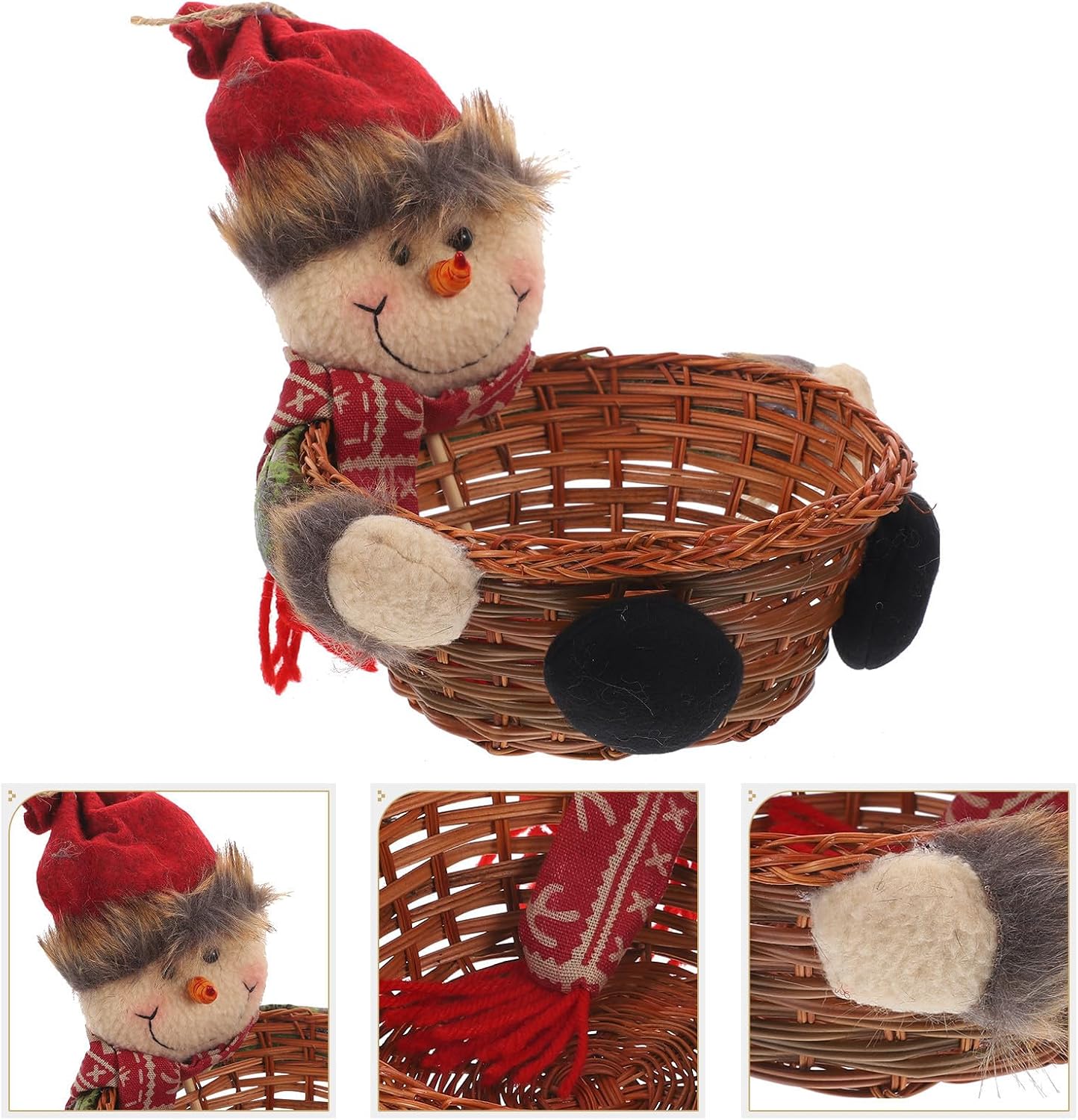 Xmas Candy Storage Basket Snowman Cloth Decorative Bin for Party