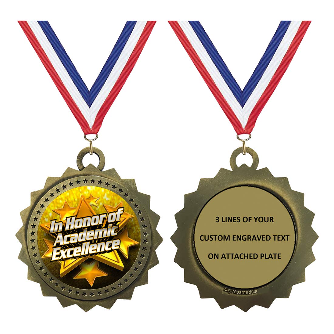 Academic Excellence Gold Large 3 Inch Engraved Medals Trophy Award Personalized Free D03-FCL401 1PK