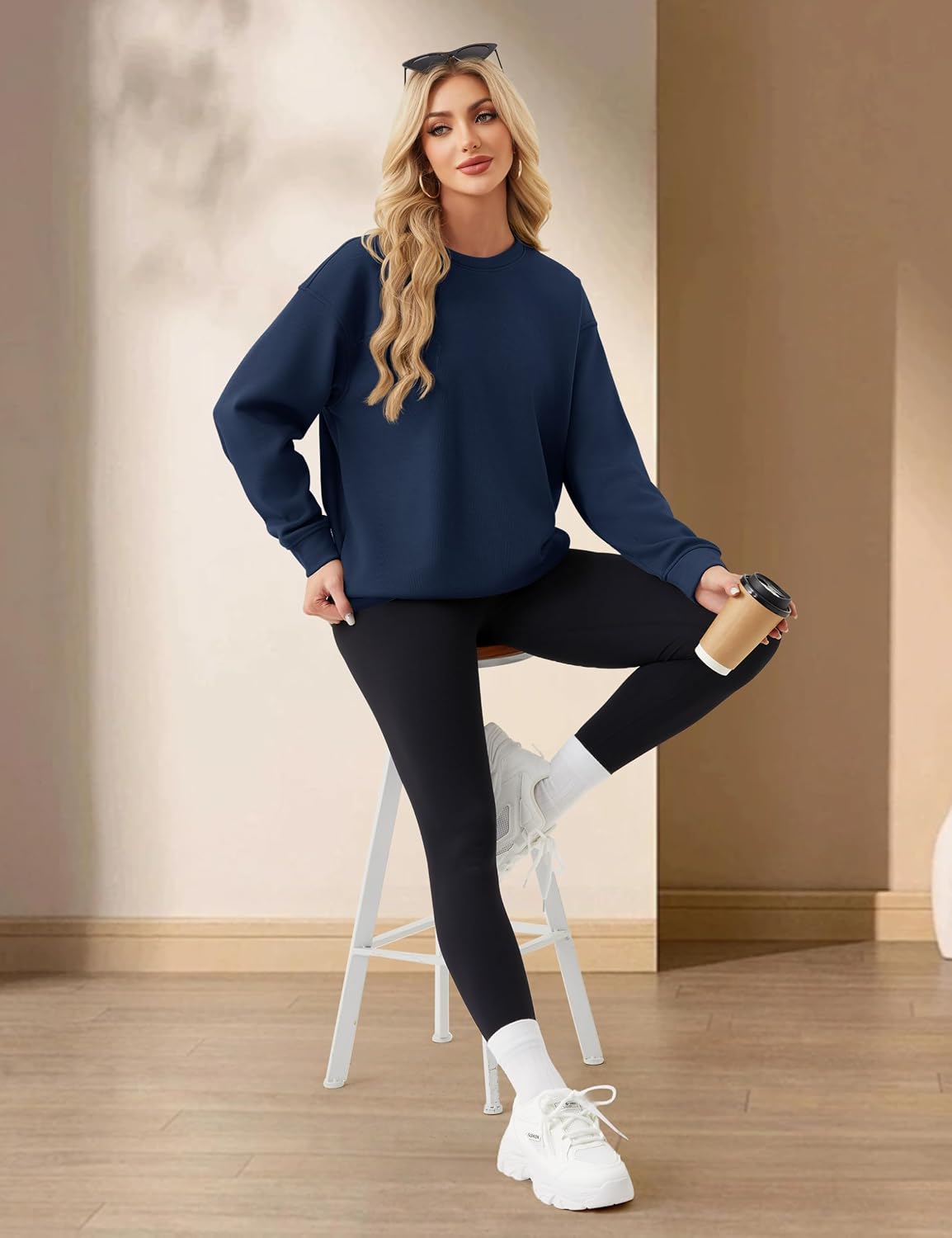 YUCOLEN Womens Oversized Sweatshirt Crewneck Fleece Long Sleeve Pullover Tops Loose Fit Casual Fashion Fall Winter Clothes