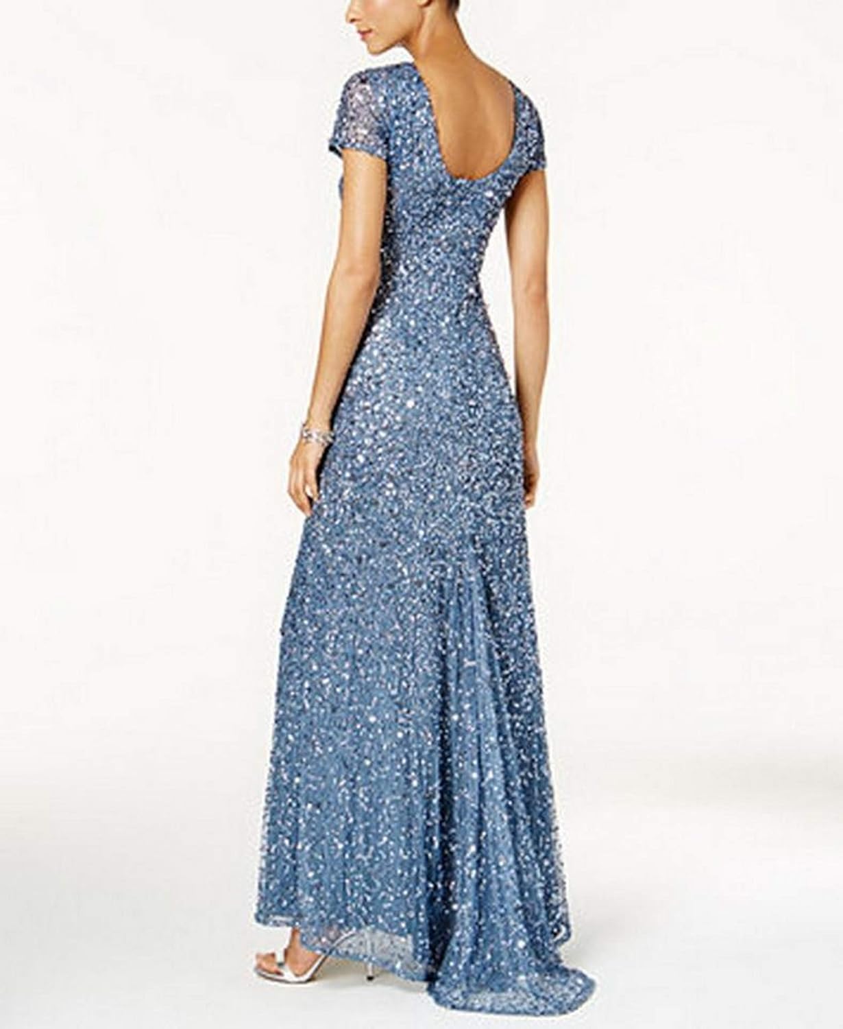 Adrianna Papell Womens Short-Sleeve All Over Sequin Gown - Image 4