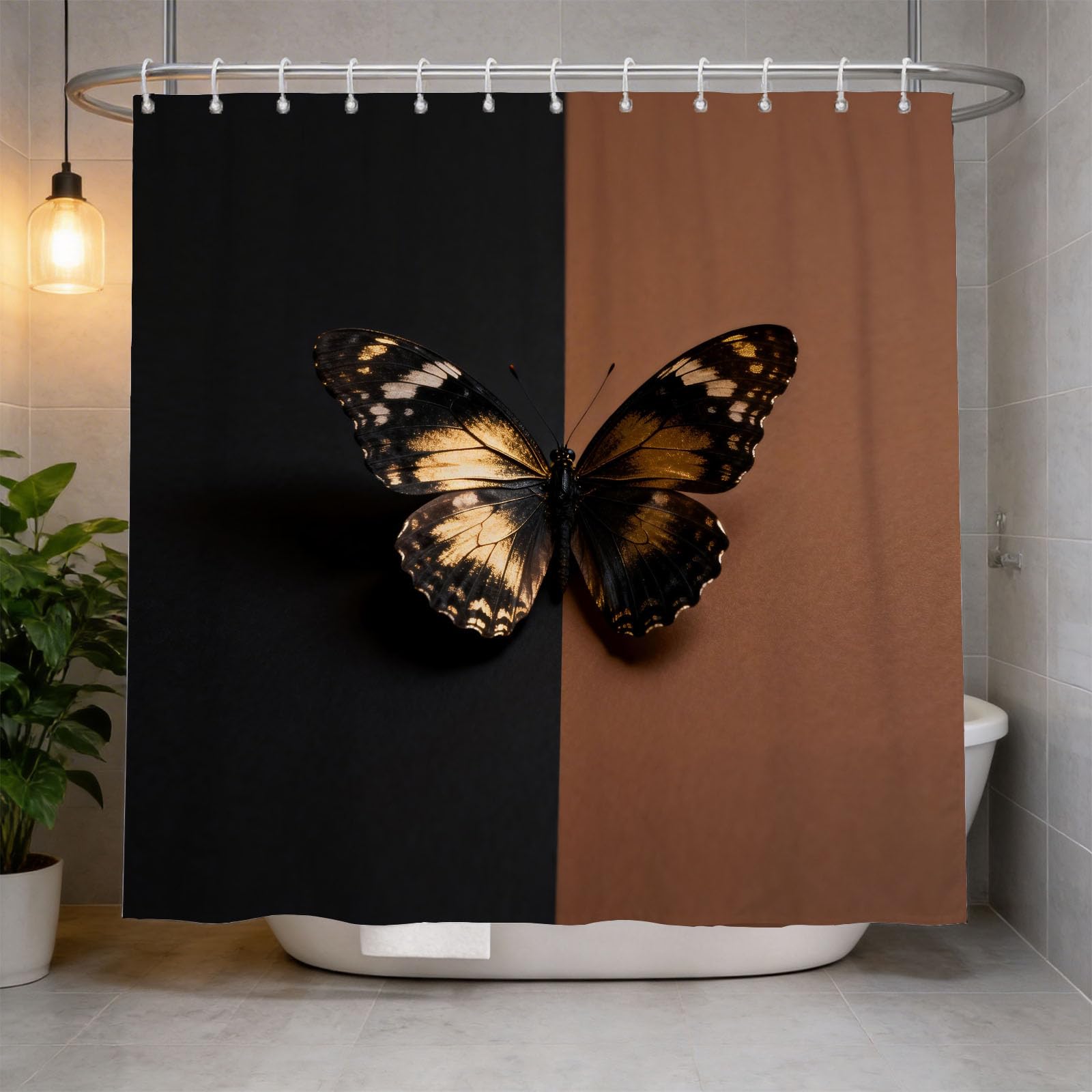 Hongduo 3D Butterflies Shower Curtain for Stalls Bathtubs Cartoon Bathroom Decor Shower Curtain Set Polyester Fabric Waterproof 200x200cm/79X79 Inch with Hooks