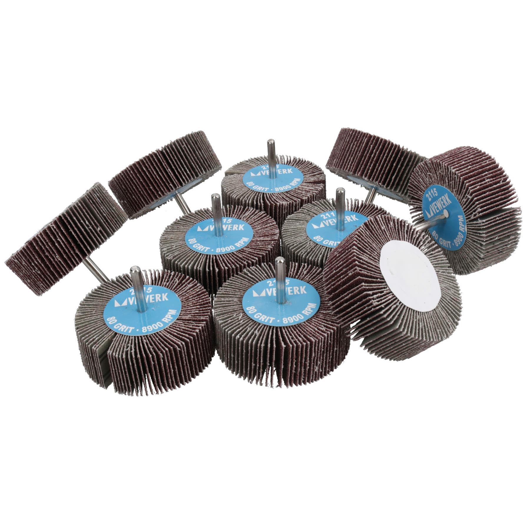Almohadillas de lijado abrasivas de grano 80 de 80 mm para taladros, amoladoras, vástago de 6 mm, 100 unidades