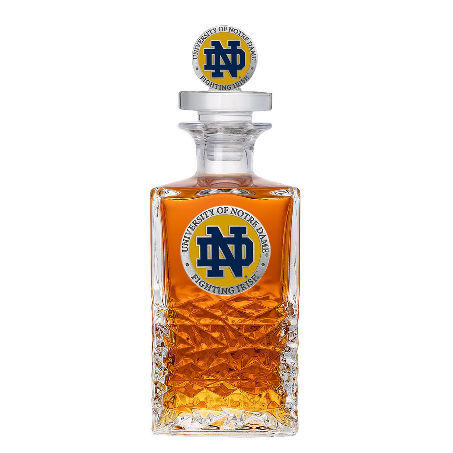 Notre Dame Heritage Decanter with 3D Stopper | 25 OZ Liquor Pourer | Expertly Crafted Pewter Glass