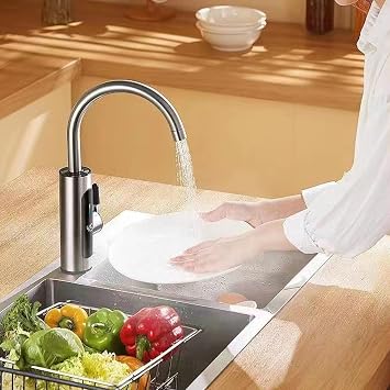 Instant Hot Water Tap, 3000W Electric Water Heater Tap with Digital Display, 360° Rotatable, Stainless Steel Fast Heater Faucet, Cold Hot Mixer Faucet for Kitchen Bathroom