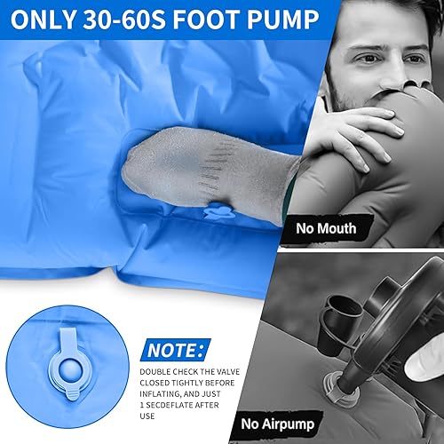 Miniatura 5 de Colchoneta de dormir para acampar de 78 x 29 x 5 pulgadas, colchón de aire compacto e impermeable mejorado, bomba de pie incorporada, colchoneta
