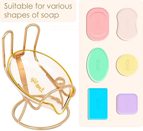 Miniatura 4 de DODAMOUR Jabonera autodrenante, bandeja de jabón de conejo con marco de soporte, barra de ahorro de jabón para ducha y cocina (rosa)