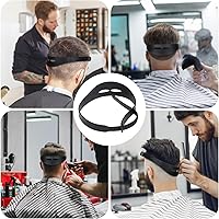 Vista 7 de Plantilla de afeitado de escote suave ajustable para recortar el cabello, banda guía de corte de cabello de silicona negra, herramienta de guía