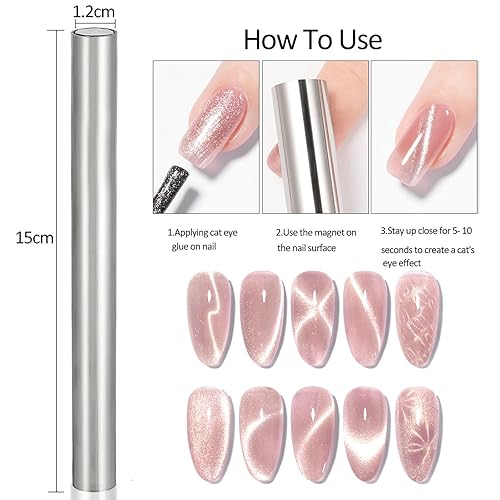 Miniatura 8 de 5 imanes de ojo de gato, imán de ojo de gato para uñas, esmalte de gel magnético, imanes magnéticos de madera de ojo de gato, herramienta de diseño