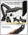 MonTEK Support de moniteur double pour bureau, 17-32 pouce ressort mécanique bras double, montage de moniteur réglable en acier lourd, pleine mouvement VESA 75x75/100x100, C-Clamp & Grommet, ça tient jusqu'à 20 Chacun