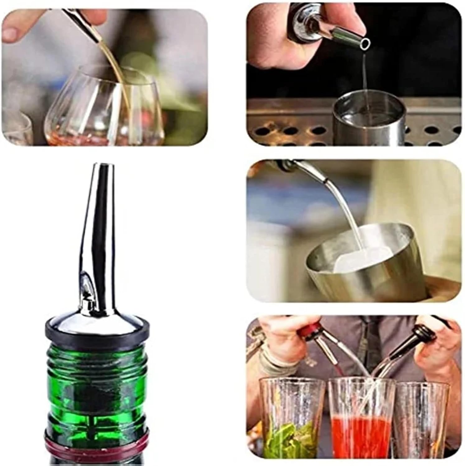 Liquor Pour Spout 50 PCS Stainless Steel Liquor Pour Spouts Set Silicone Wine Bottle Spout