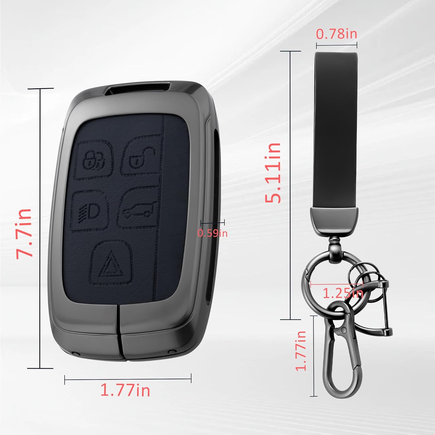 Key Fob Cover with Heavy-duty Keychain for Range Rover Evouge Discovery Sport Velar LR2 LR4 Jaguar XF XJ XJL XE - Image 6