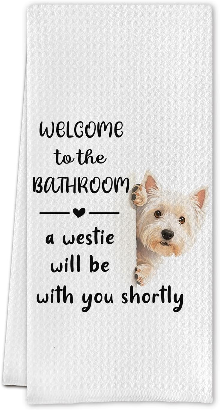 Funny Westie Dog Bathroom Hand Towels, West Highland Terrier Gifts, Westie Dog Gifts for Women Men Decorative Hand Towels for Bathroom Restroom Washroom, 16x24 Inch
