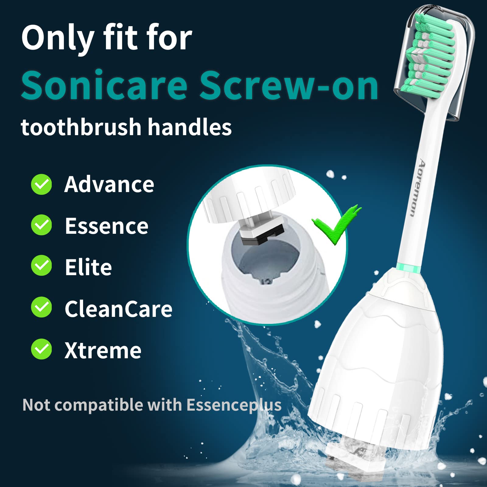 Aoremon Cabezales de repuesto compatibles con Philips Sonicare E-Series Essence Xtreme Elite Advance CleanCare cepillo de dientes eléctrico, 5 cabezales de recambio