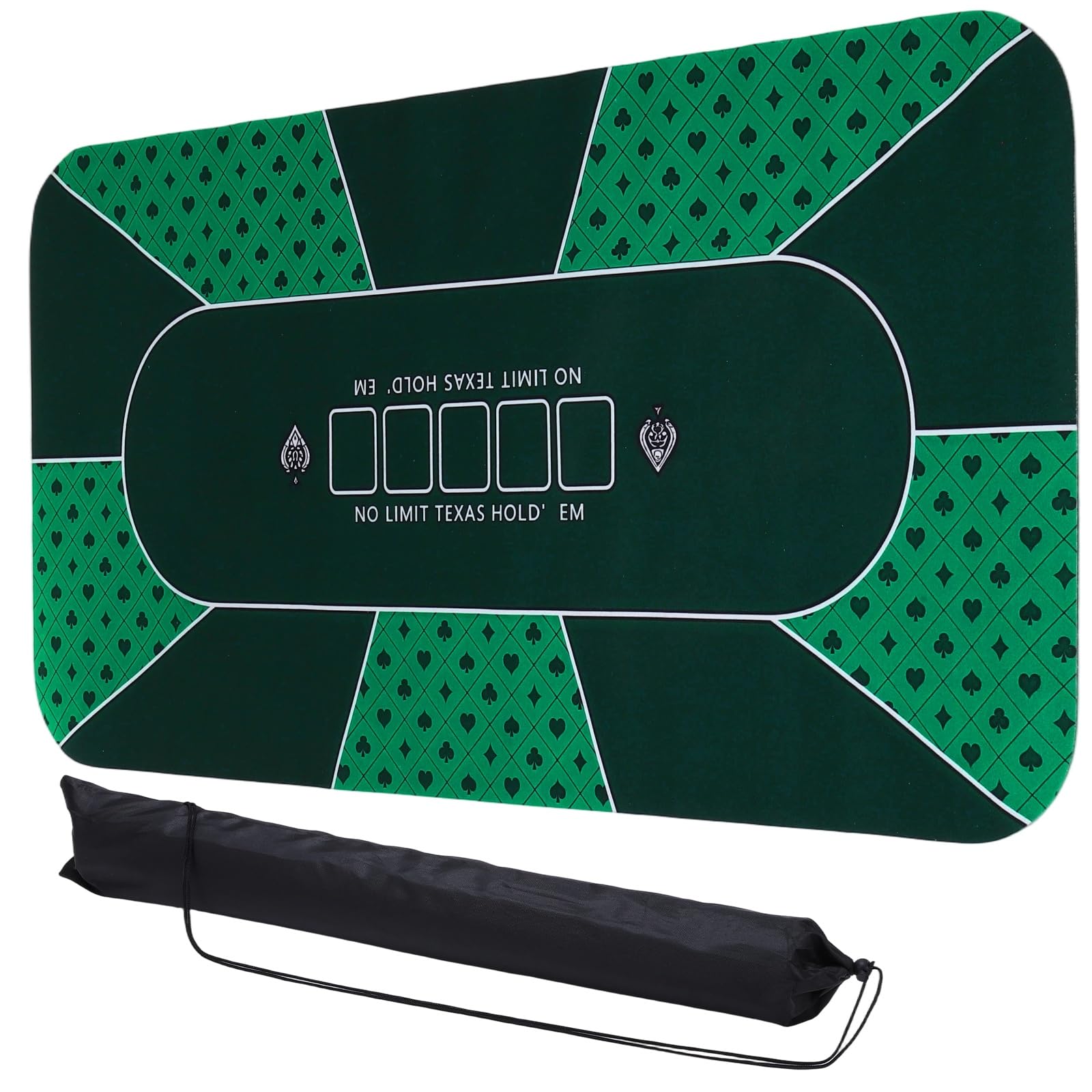 DTGN Portable Poker Table Mat, 120 x 60 cm Non-Slip Foldable Rubber Poker Mat, Noise Reduction Table Top with Polyester Storage Bag for Tabletop Games Home Games Night, Light Green