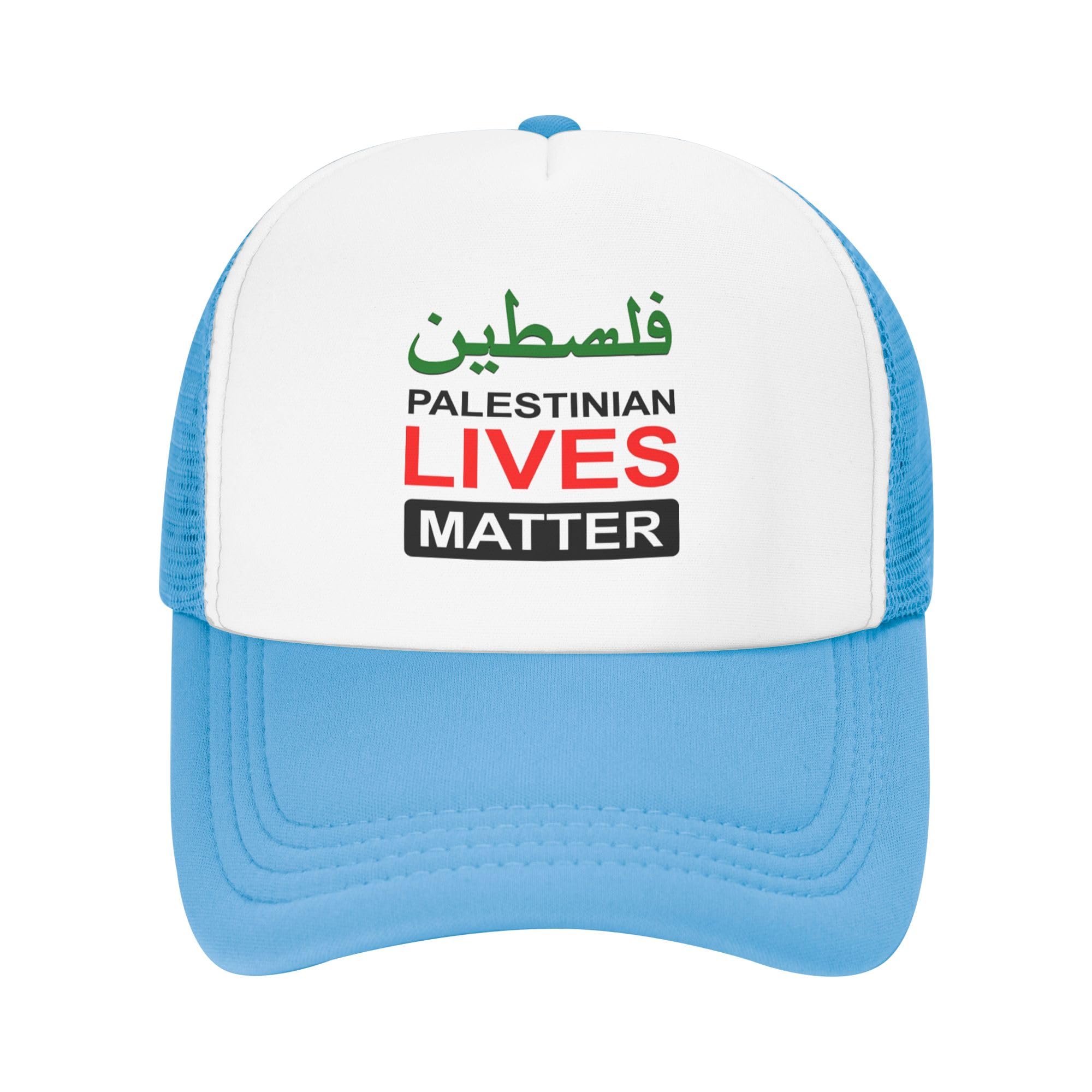 Palestinian Lives Matter Trucker Hats Free Palestine Baseball Cap for Kids Boys Girls Snapback Mesh Back Adjustable Caps - Sky Blue
