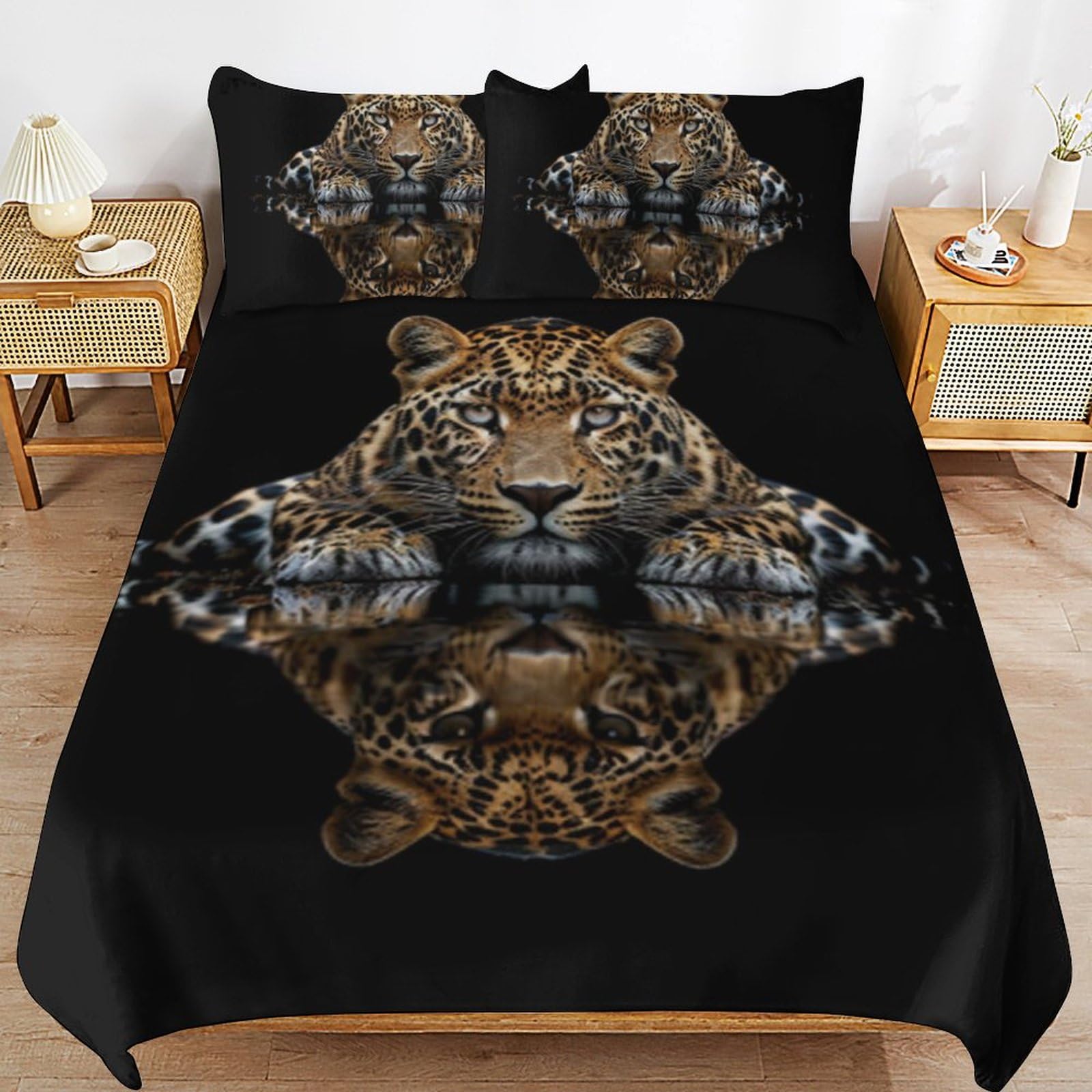 Parure de lit léopard 220x240 en microfibre : finis la couette qui glisse et le repassage