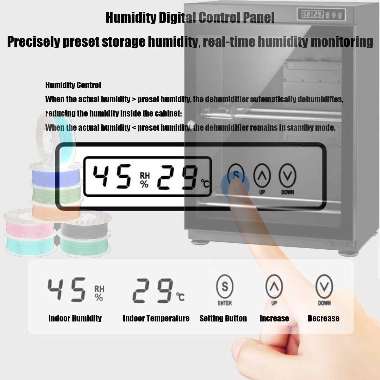 Pojemnik osuszający materiały eksploatacyjne 3D, szafka do przechowywania osuszacza filamentów do drukarek 3D, pojemnik do suszenia filamentów do drukarek, odporny na wilgoć i wilgoć SD115