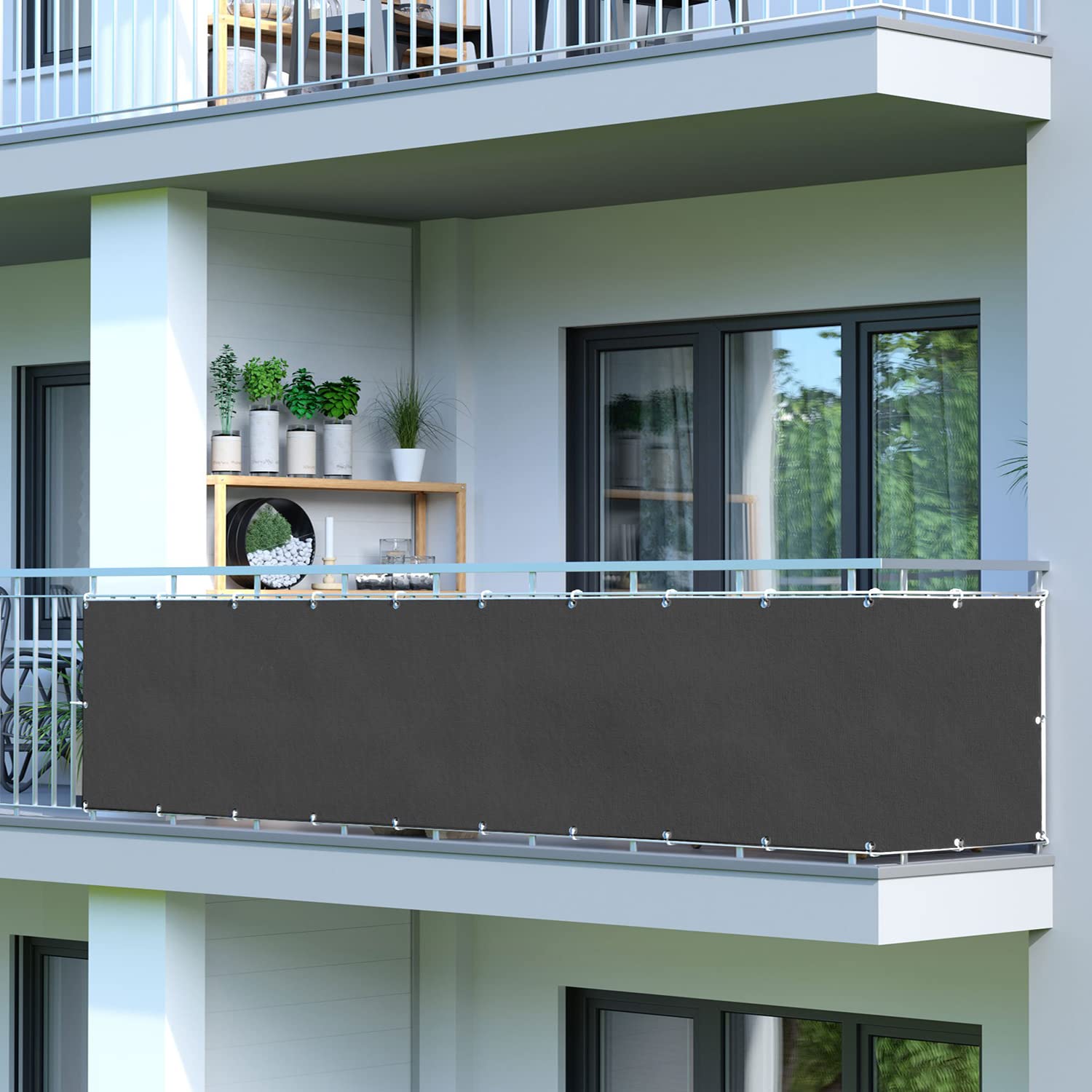 vidaXL Uittrekbaar Windscherm 117x300 cm Crème Windscherm - Balkonscherm - Tuinscherm