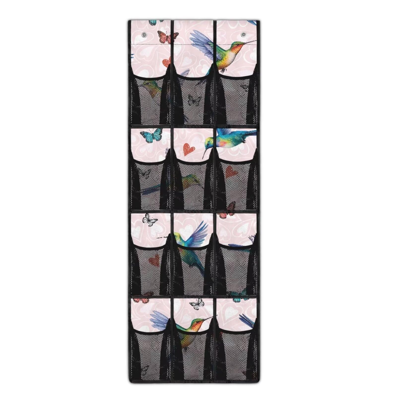 Qehuruxo Hummingbird Butterfly Over the Door Shoe Organizer,Shoe Organizer Door Hanger,Shoes Hanger Storage Organizer Bag for Bedroom