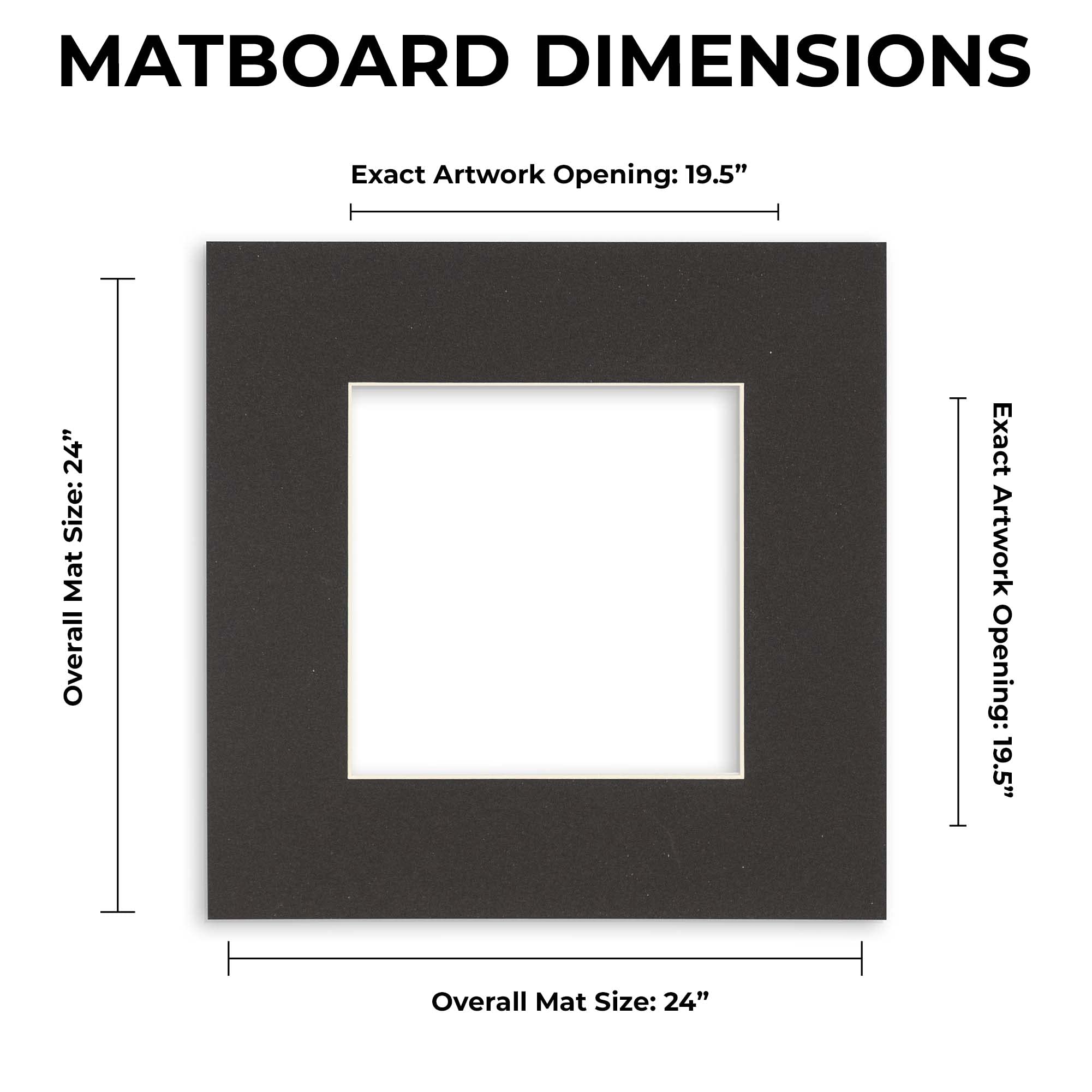 24x24 Mat Bevel Cut for 20x20 Photos - Precut White Square Shaped Photo Mat Board Opening - Acid Free Matte to Protect Your Pictures - Bevel Cut for Family Photos, Pack of 1 Matboard