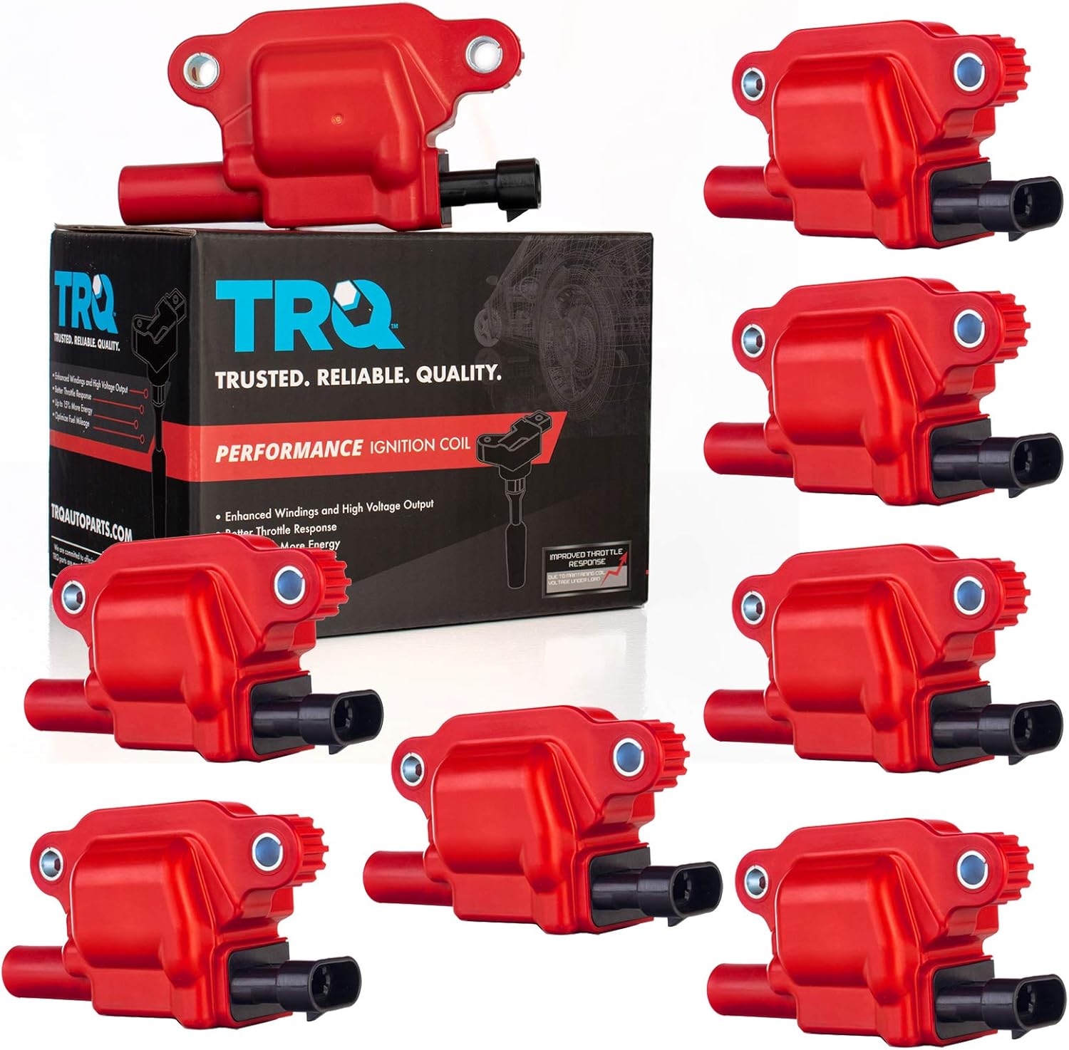 TRQ Ignition Coil Set Compatible with 16-22 Cadillac 14-21 Chevrolet 14-20 GMC