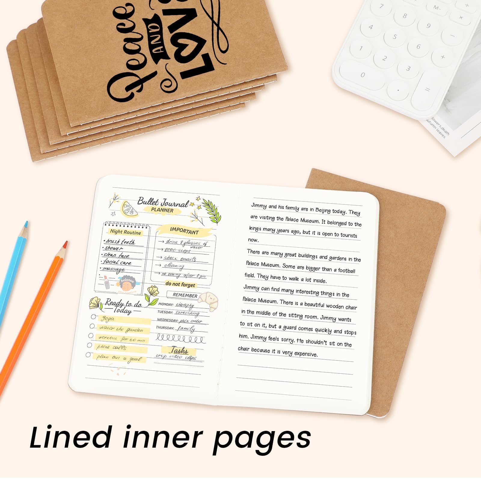 Oucaru Mini-Notizbücher, Großpackung, 8,9 x 14 cm, Braun, 60 Seiten, liniertes Papier, kleines Taschennotizbuch, Mini-Tagebuch, Notizblöcke für Kinder, Studenten, Reisende, Schule, Bürobedarf, 16